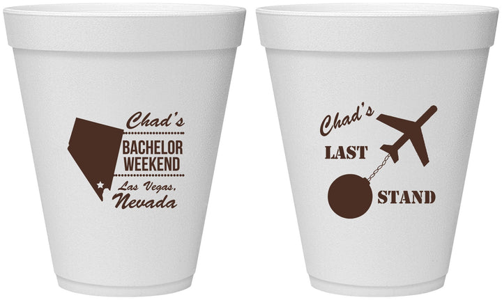 Personalized Bachelor Party 12 oz Foam Cups - Last Stand | 40034