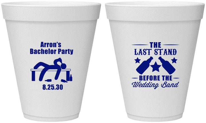 Personalized Bachelor Party 12 oz Foam Cups - The Last Stand | 40035