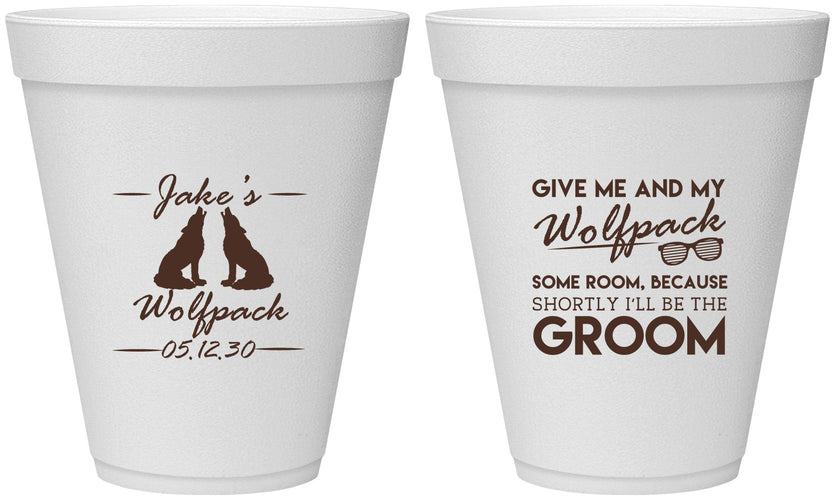 Personalized Bachelor Party 12 oz Foam Cups - Wolfpack | 40036