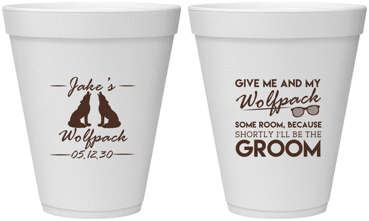 Personalized Bachelor Party 12 oz Foam Cups - Wolfpack | 40036