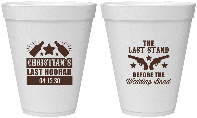 Personalized Bachelor Party 12 oz Foam Cups - Last Stand | 40046