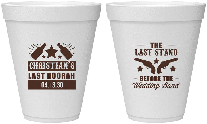 Personalized Bachelor Party 12 oz Foam Cups - Last Stand | 40046