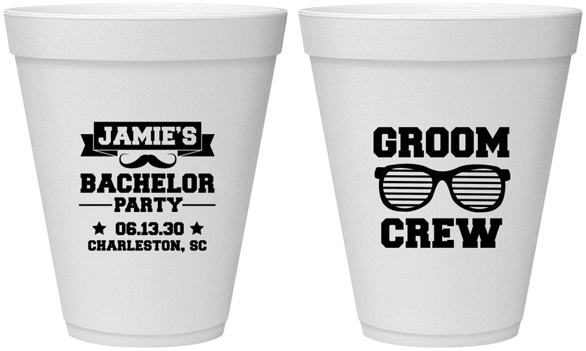Personalized Bachelor Party 12 oz Foam Cups - Groom Crew | 40047