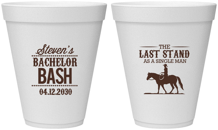 Personalized Bachelor Party 12 oz Foam Cups - The Last Stand | 40050