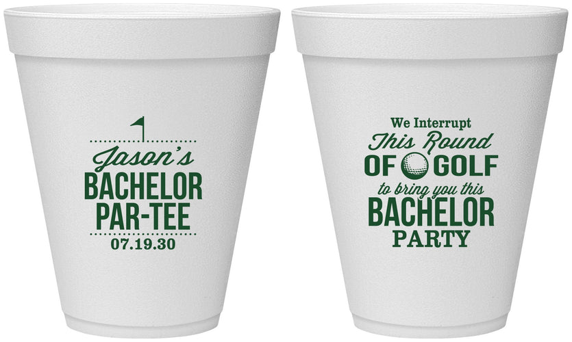 Personalized Bachelor Party 12 oz Foam Cups - Golf | 40052