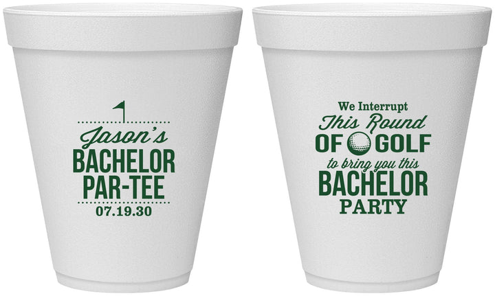 Personalized Bachelor Party 12 oz Foam Cups - Golf | 40052