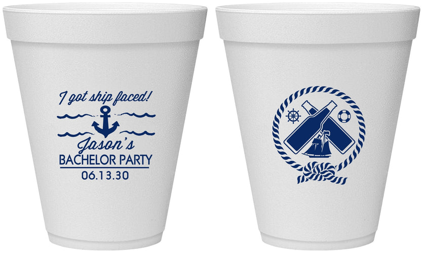 Personalized Bachelor Party 12 oz Foam Cups - Anchor | 40054