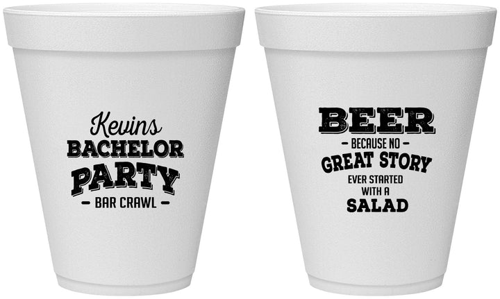 Personalized Bachelor Party 12 oz Foam Cups - Great Story | 40057