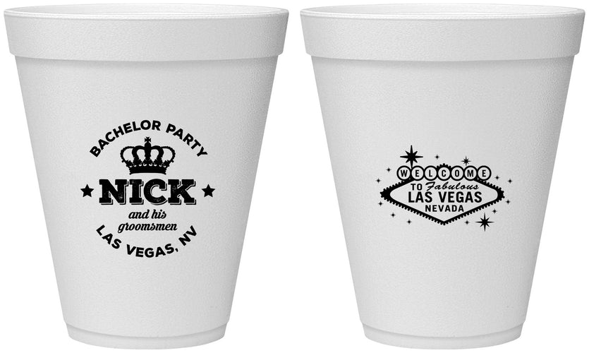 Personalized Bachelor Party 12 oz Foam Cups - Last Vegas | 40059