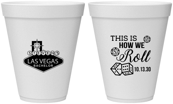 Personalized Bachelor Party 12 oz Foam Cups - Last Vegas | 40061