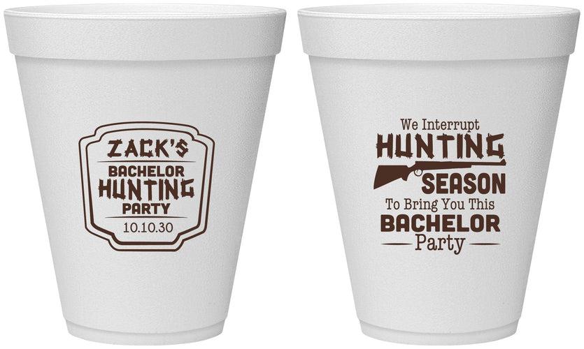 Personalized Bachelor Party 12 oz Foam Cups - Hunting Season | 40063