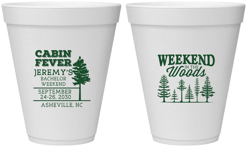 Personalized Bachelor Party 12 oz Foam Cups - Camping | 40065