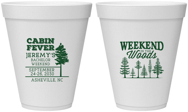 Personalized Bachelor Party 12 oz Foam Cups - Camping | 40065