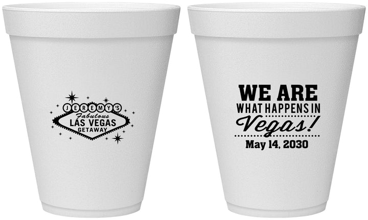 Personalized Bachelor Party 12 oz Foam Cups - Las Vegas | 40066