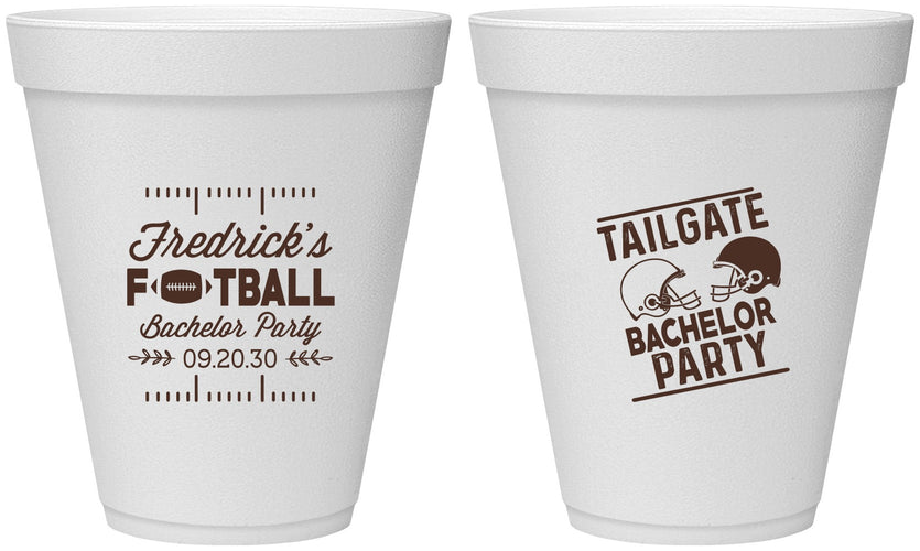 Personalized Bachelor Party 12 oz Foam Cups - Football | 40067
