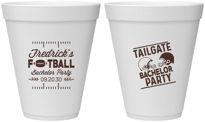 Personalized Bachelor Party 12 oz Foam Cups - Football | 40067