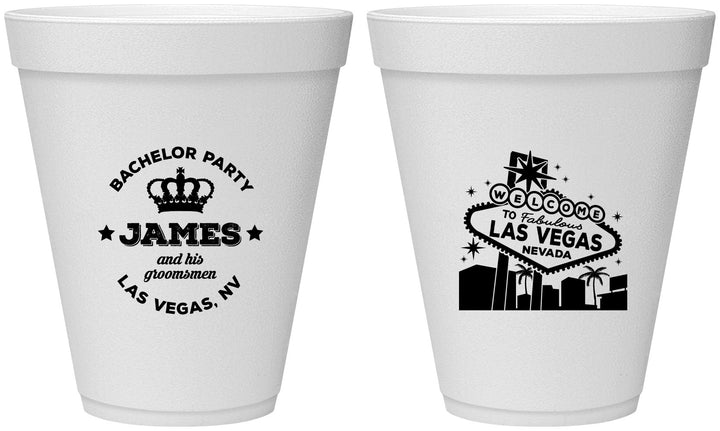 Personalized Bachelor Party 12 oz Foam Cups - Las Vegas | 40069