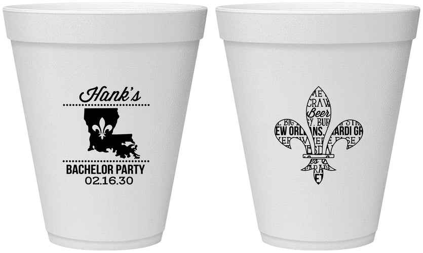Personalized Bachelor Party 12 oz Foam Cups - New Orleans | 40074