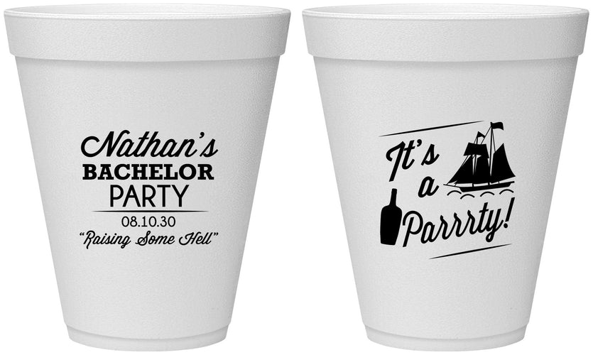 Personalized Bachelor Party 12 oz Foam Cups - Boat | 40076