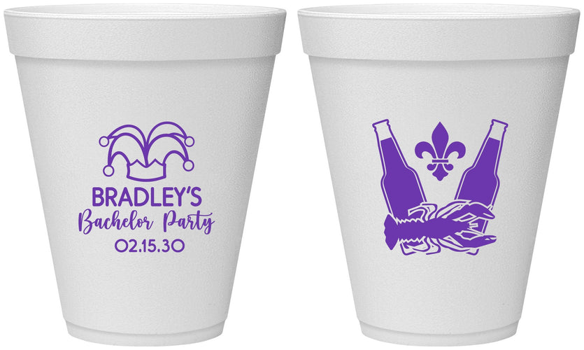 Personalized Bachelor Party 12 oz Foam Cups - New Orleans | 40077