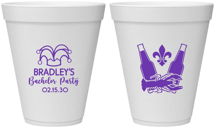 Personalized Bachelor Party 12 oz Foam Cups - New Orleans | 40077