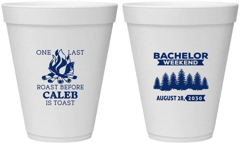 Personalized Bachelor Party 12 oz Foam Cups - Camping | 40079