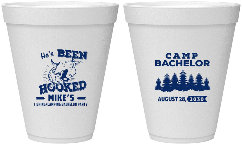 Personalized Bachelor Party 12 oz Foam Cups - Fishing | 40080