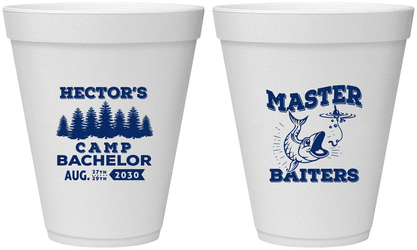 Personalized Bachelor Party 12 oz Foam Cups - Fishing | 40081