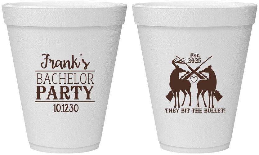 Personalized Bachelor Party 12 oz Foam Cups - Hunting | 40083