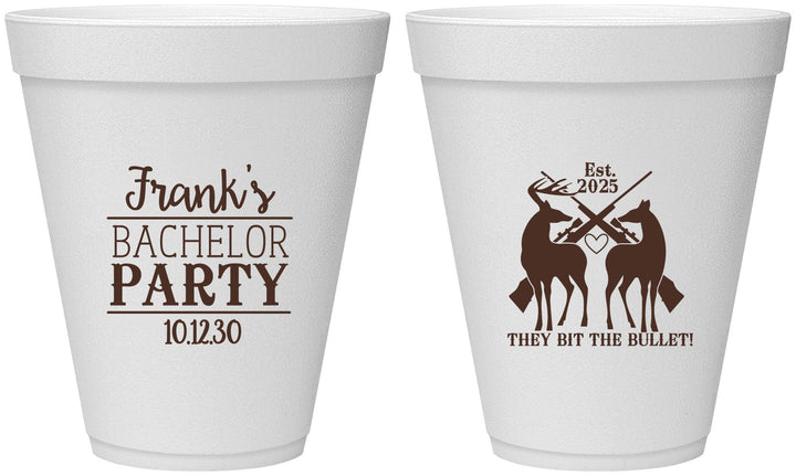 Personalized Bachelor Party 12 oz Foam Cups - Hunting | 40083