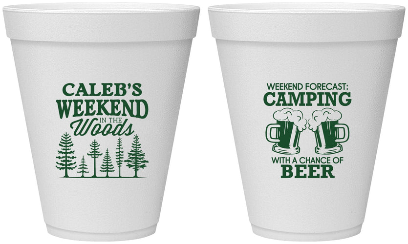 Personalized Bachelor Party 12 oz Foam Cups - Camping | 40091