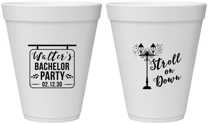 Personalized Bachelor Party 12 oz Foam Cups - Mardi Gras | 40092