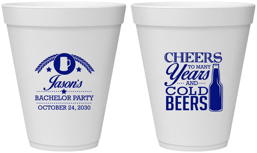 Personalized Bachelor Party 12 oz Foam Cups - Cheers | 40097