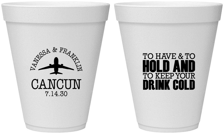 Personalized Wedding 12 oz Foam Cups - To Have And To Hold | 408