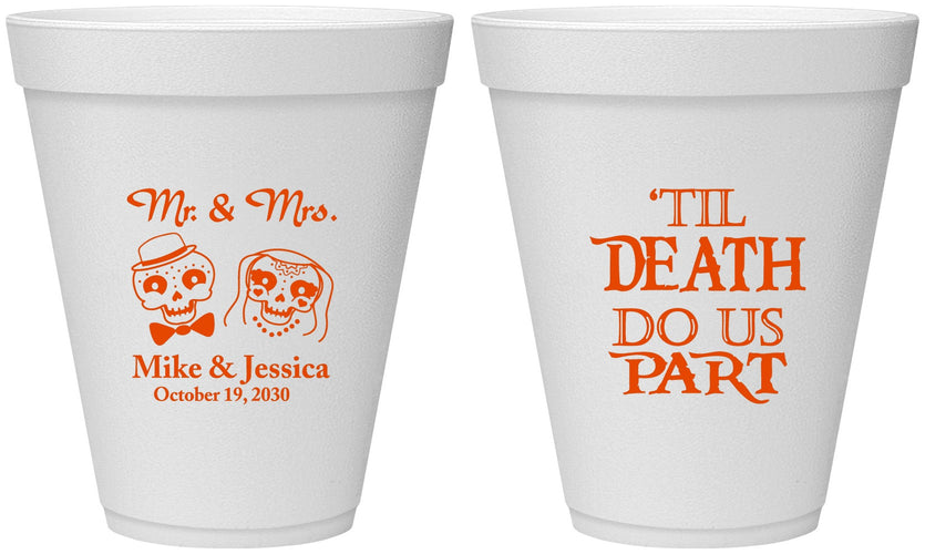 Personalized Wedding 12 oz Foam Cups - Til Death Do Us Part | 487