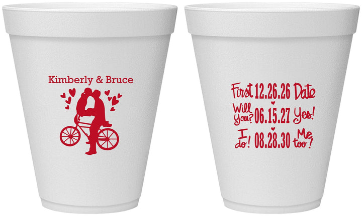 Personalized Wedding 12 oz Foam Cups - First Date Will You I Do | 497