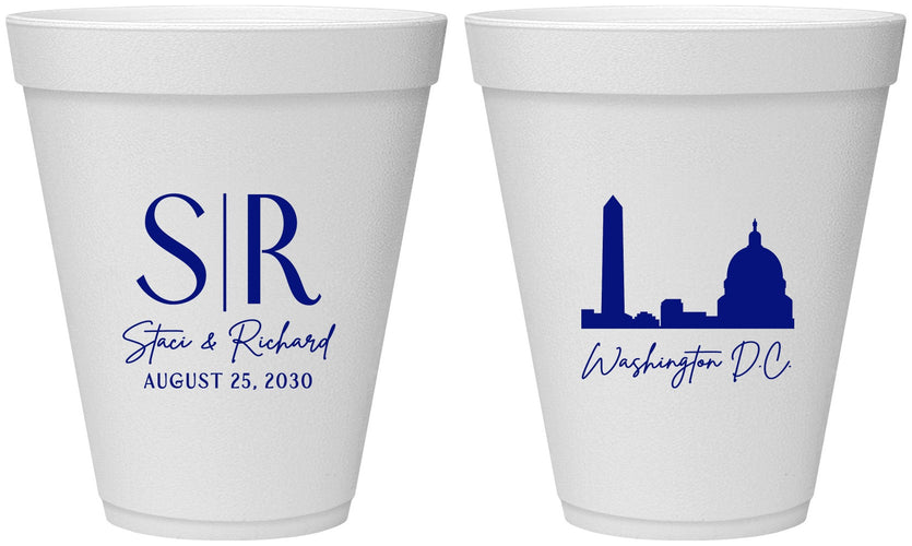 Personalized Wedding 12 oz Foam Cups - Washington Dc | 500