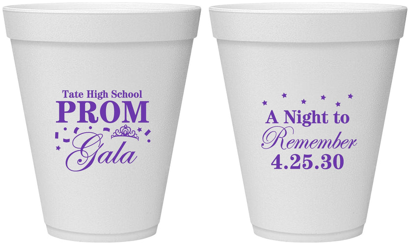 Personalized Prom 12 oz Foam Cups - A Night To Remember | 50003