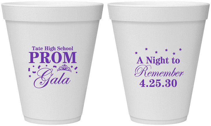 Personalized Prom 12 oz Foam Cups - A Night To Remember | 50003