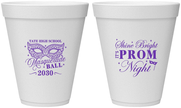 Personalized Prom 12 oz Foam Cups - Masquerade Ball | 50010