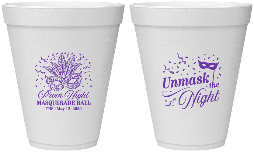Personalized Prom 12 oz Foam Cups - Masquerade Ball | 50011