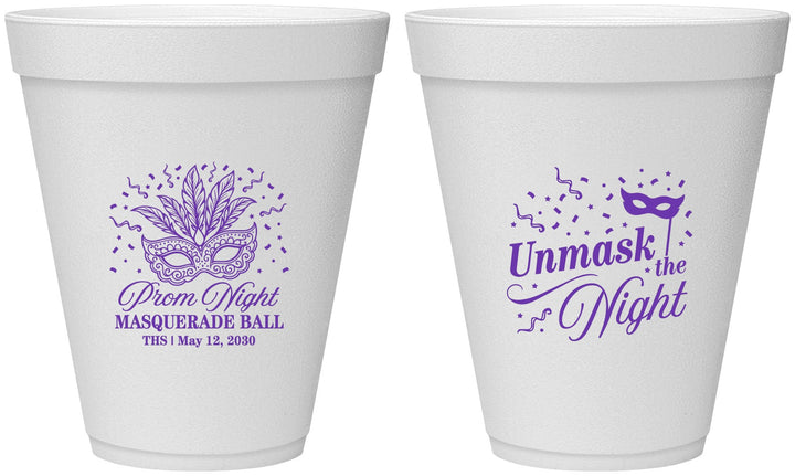 Personalized Prom 12 oz Foam Cups - Masquerade Ball | 50011