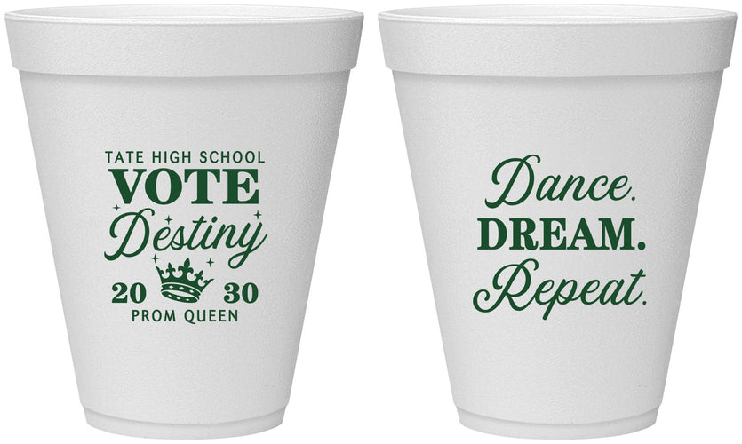 Personalized Prom 12 oz Foam Cups - Queen Vote | 50016