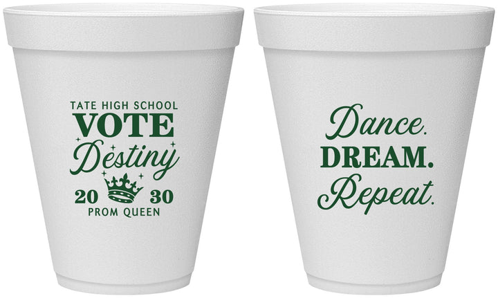 Personalized Prom 12 oz Foam Cups - Queen Vote | 50016