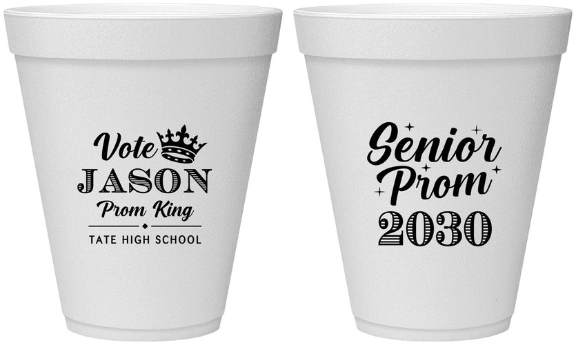 Personalized Prom 12 oz Foam Cups - King Vote | 50019