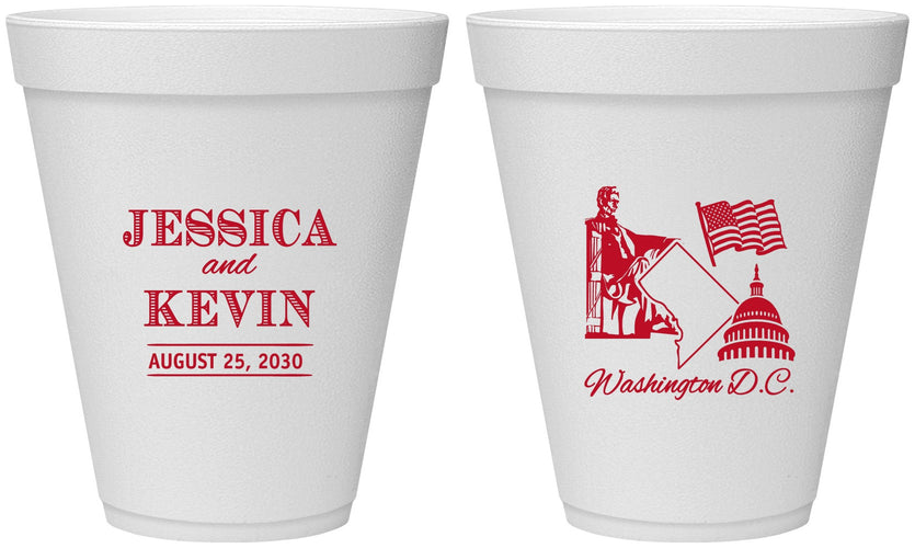 Personalized Wedding 12 oz Foam Cups - Washington Dc | 501