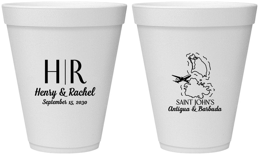 Personalized Wedding 12 oz Foam Cups - Antigua And Barbuda | 502