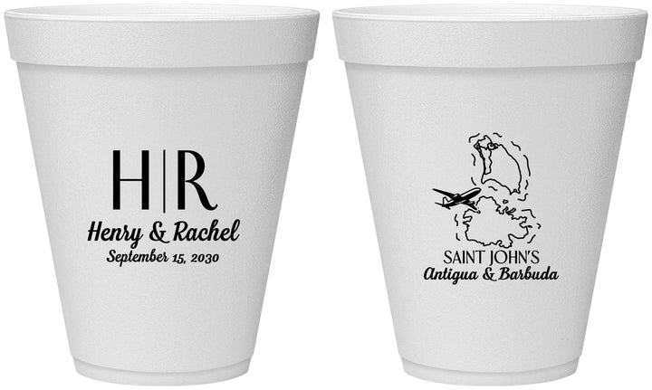 Personalized Wedding 12 oz Foam Cups - Antigua And Barbuda | 502