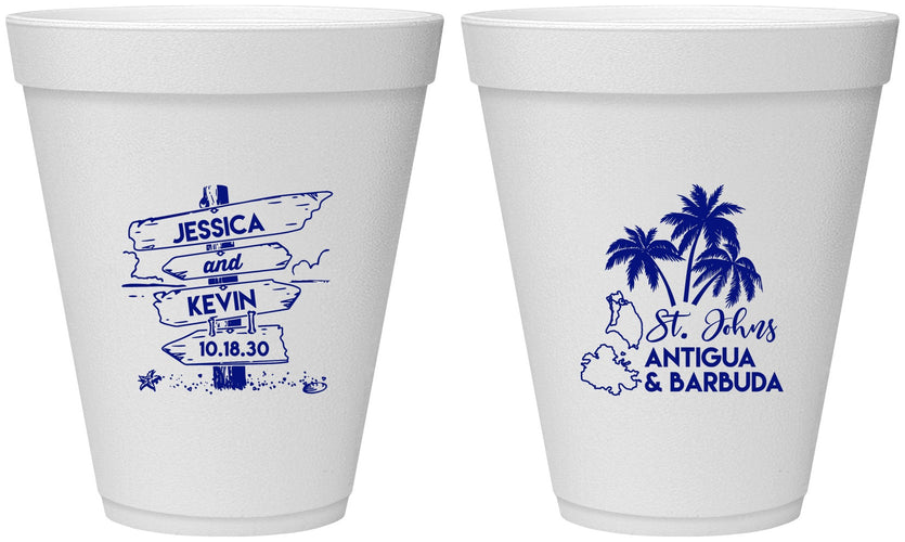 Personalized Wedding 12 oz Foam Cups - Antigua And Barbuda | 503