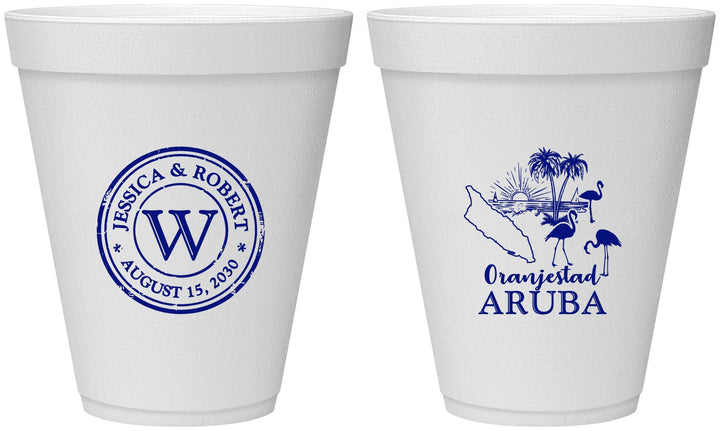 Personalized Wedding 12 oz Foam Cups - Aruba | 505